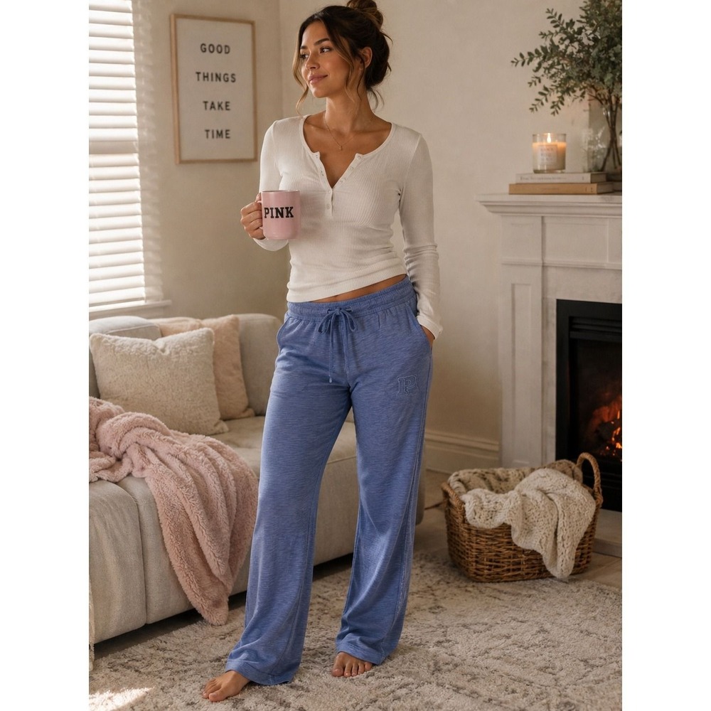 k47. Victoria's Secret PINK Knit Wide Leg Lounge Pants Womens Medium